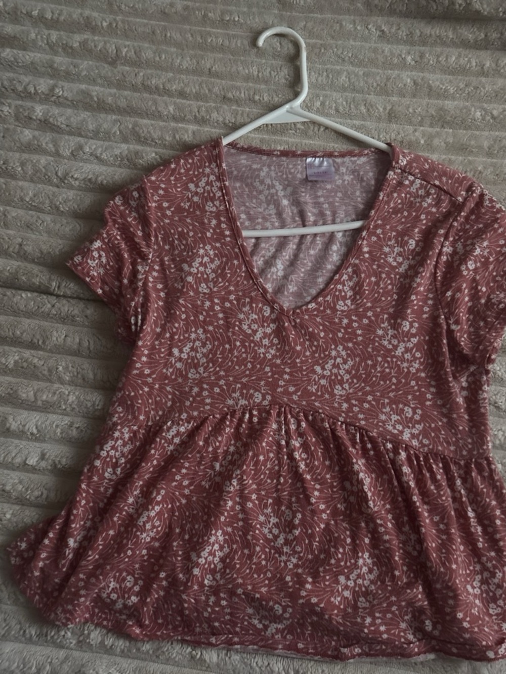 No Boundaries Dusty Rose Floral V-Neck Peplum Tunic